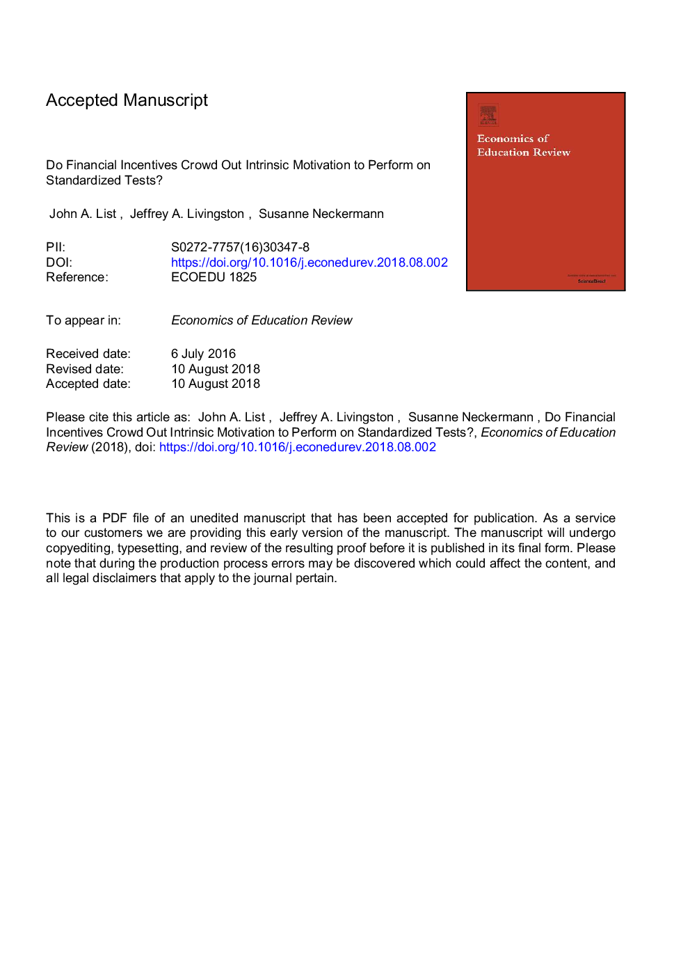 Do financial incentives crowd out intrinsic motivation to perform on standardized tests?