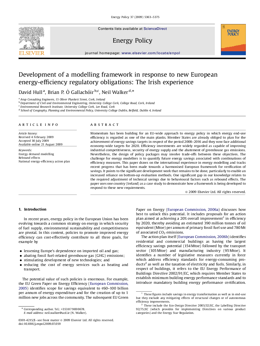 Development of a modelling framework in response to new European energy-efficiency regulatory obligations: The Irish experience