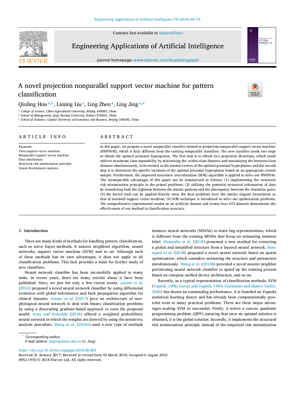 A novel projection nonparallel support vector machine for pattern classification