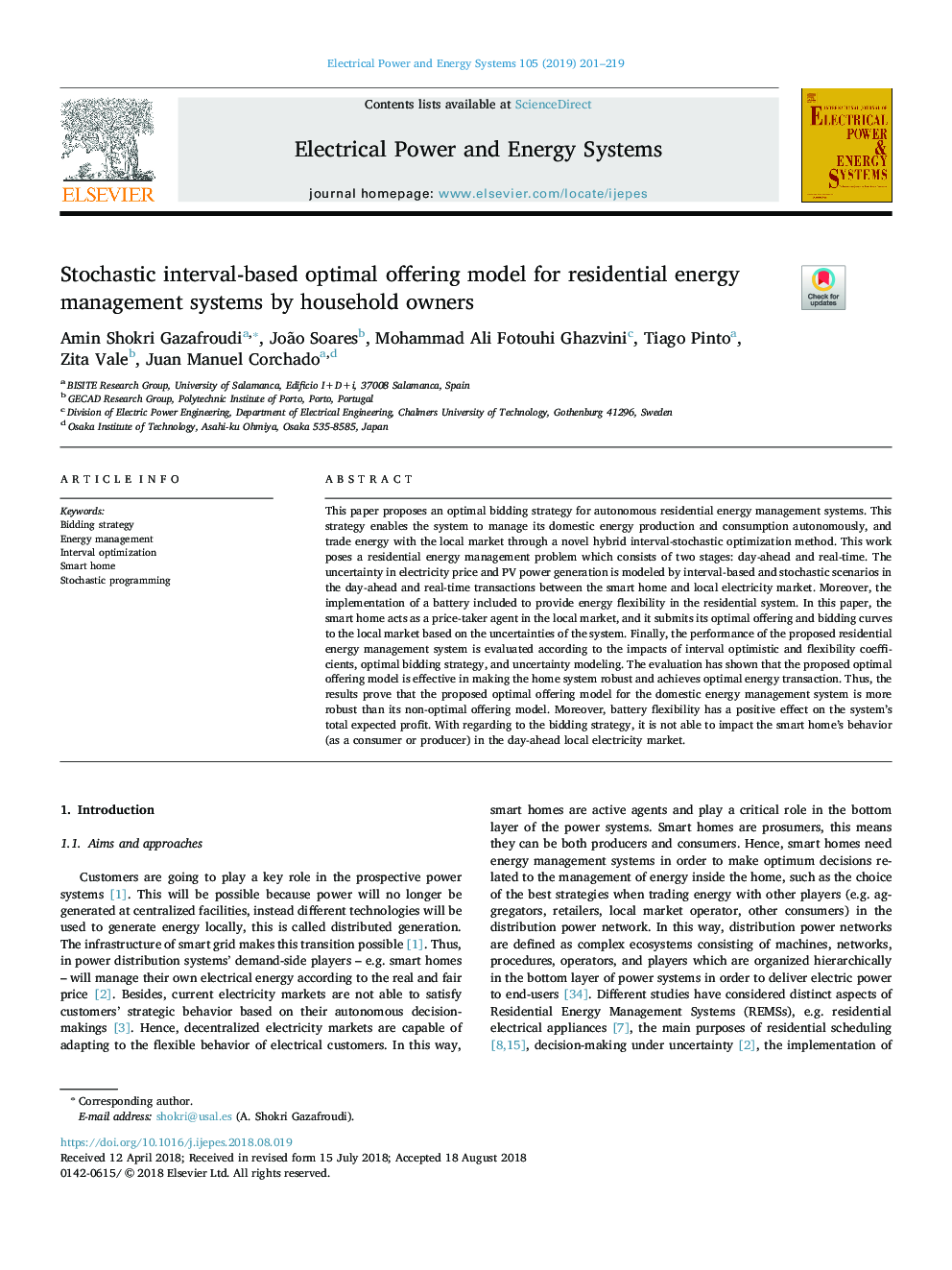 Stochastic interval-based optimal offering model for residential energy management systems by household owners