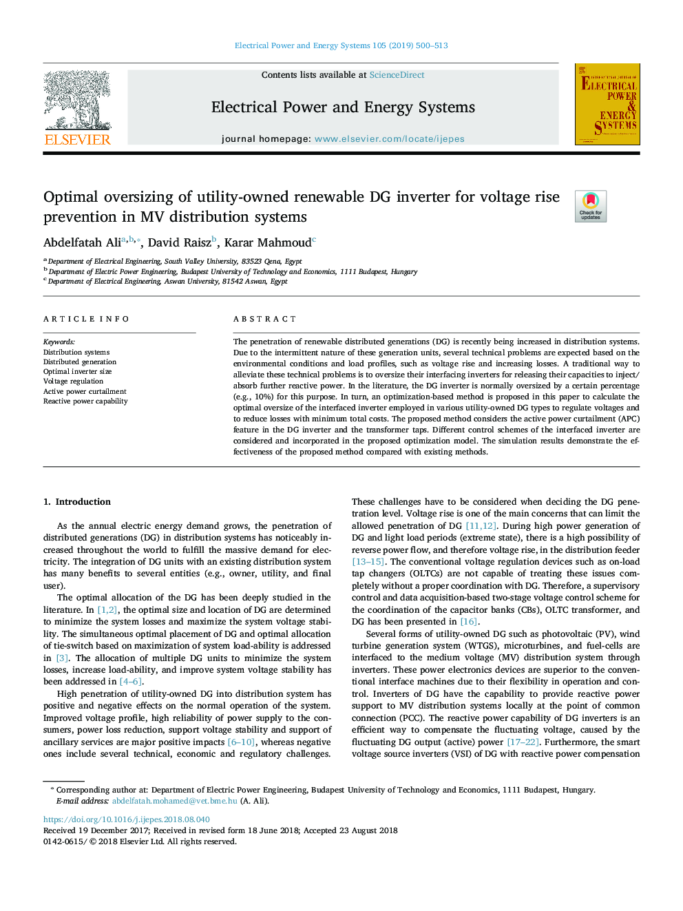 Optimal oversizing of utility-owned renewable DG inverter for voltage rise prevention in MV distribution systems