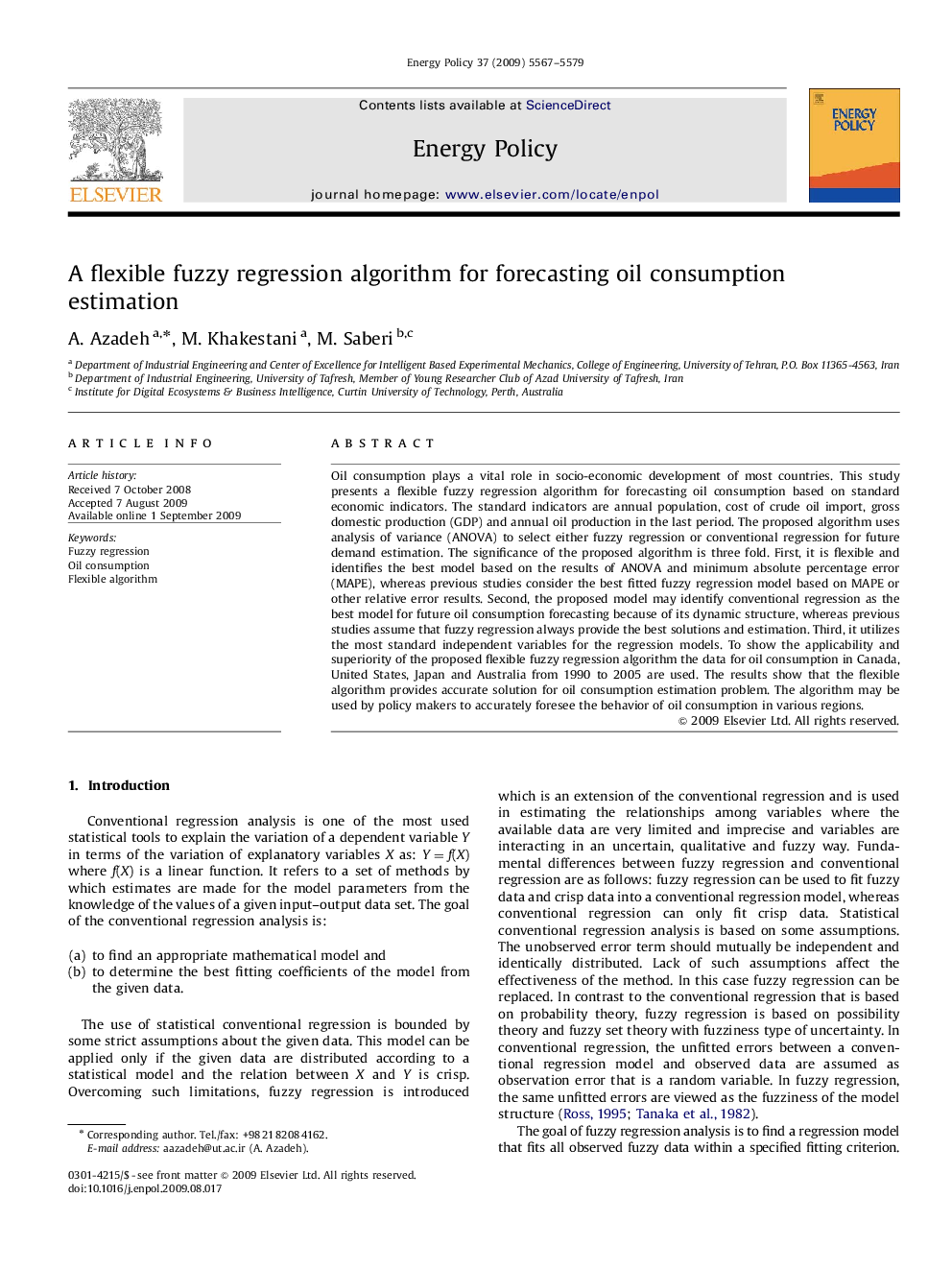 A flexible fuzzy regression algorithm for forecasting oil consumption estimation