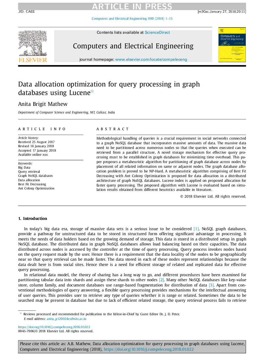 Data allocation optimization for query processing in graph databases using Lucene