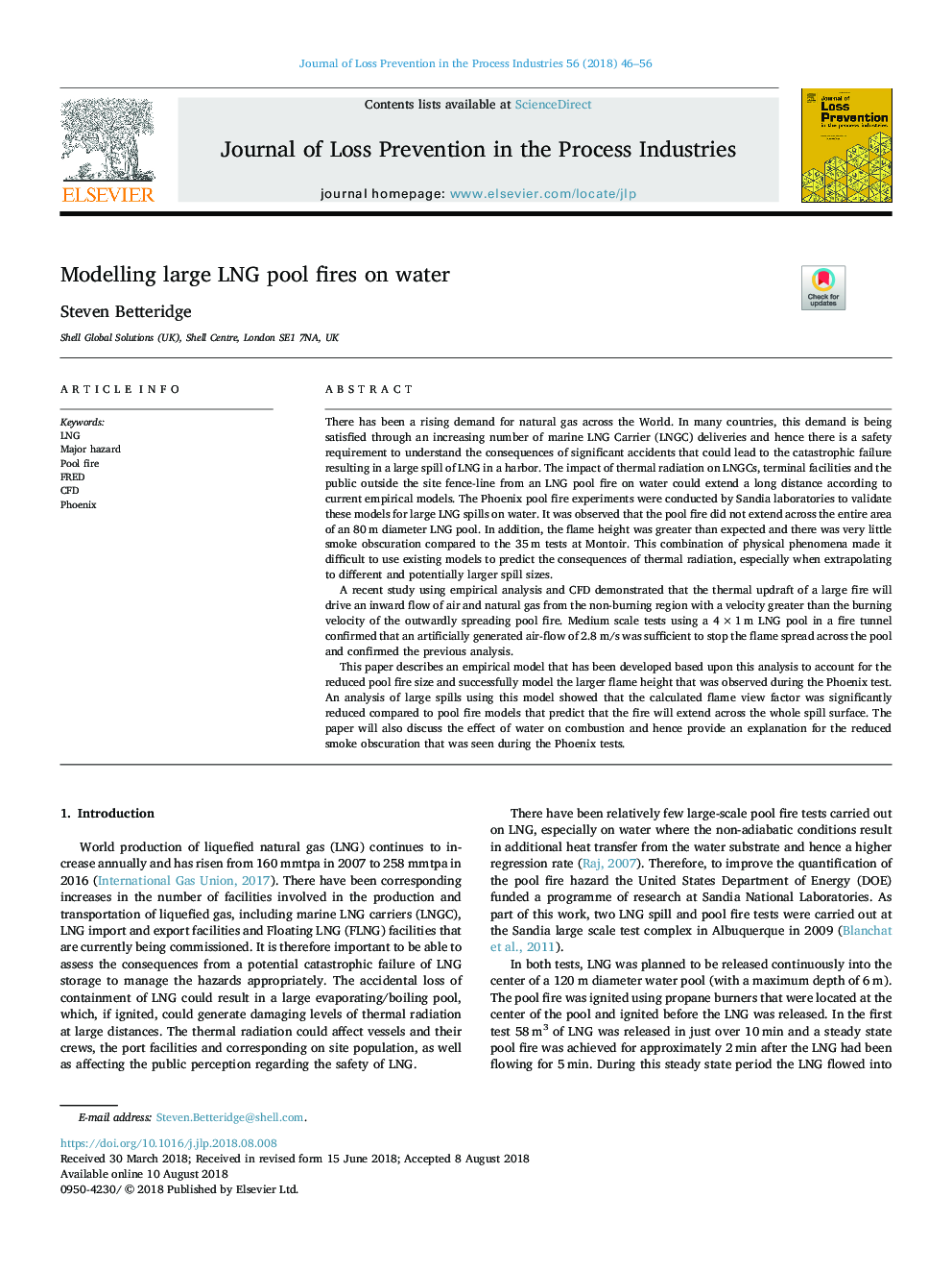 Modelling large LNG pool fires on water