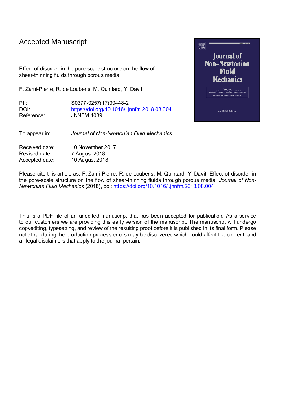 Effect of disorder in the pore-scale structure on the flow of shear-thinning fluids through porous media