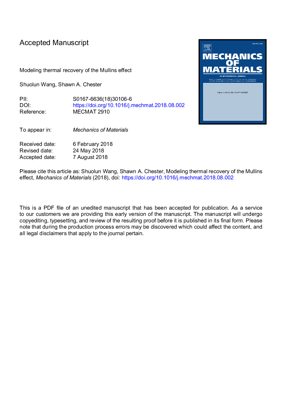 Modeling thermal recovery of the Mullins effect