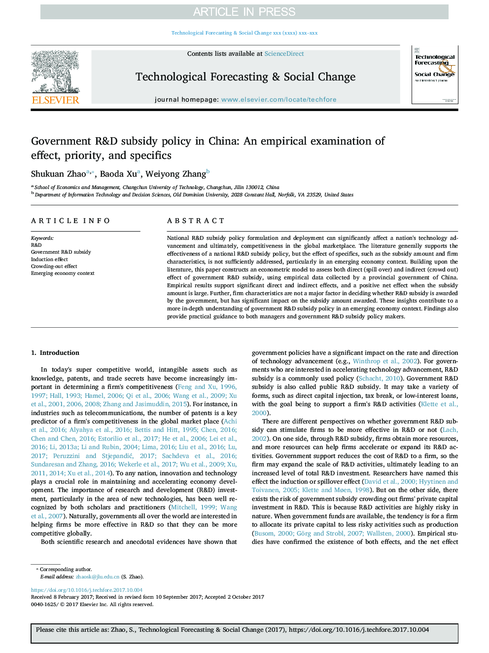 Government R&D subsidy policy in China: An empirical examination of effect, priority, and specifics