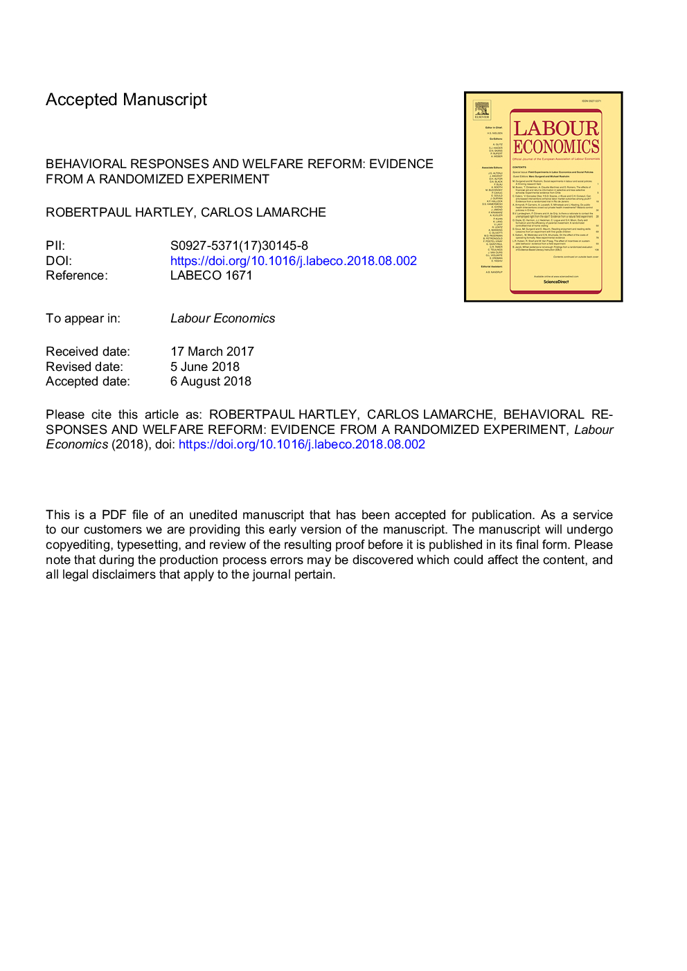 Behavioral responses and welfare reform: Evidence from a randomized experiment