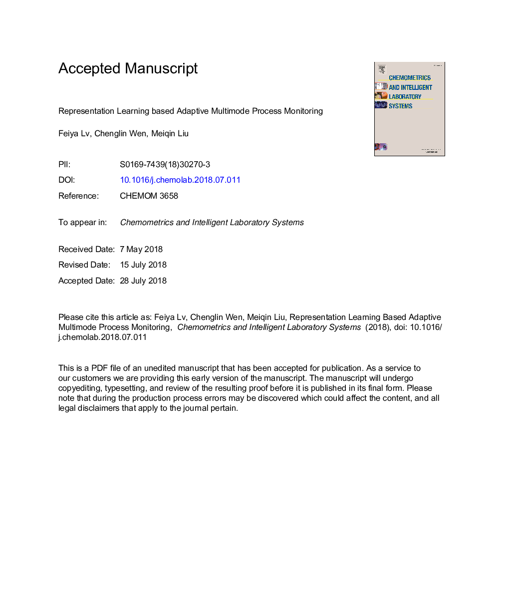 Representation learning based adaptive multimode process monitoring