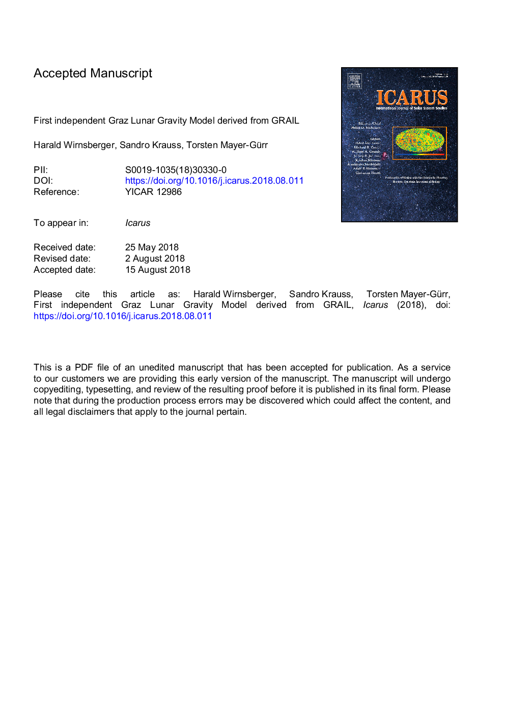 First independent Graz Lunar Gravity Model derived from GRAIL