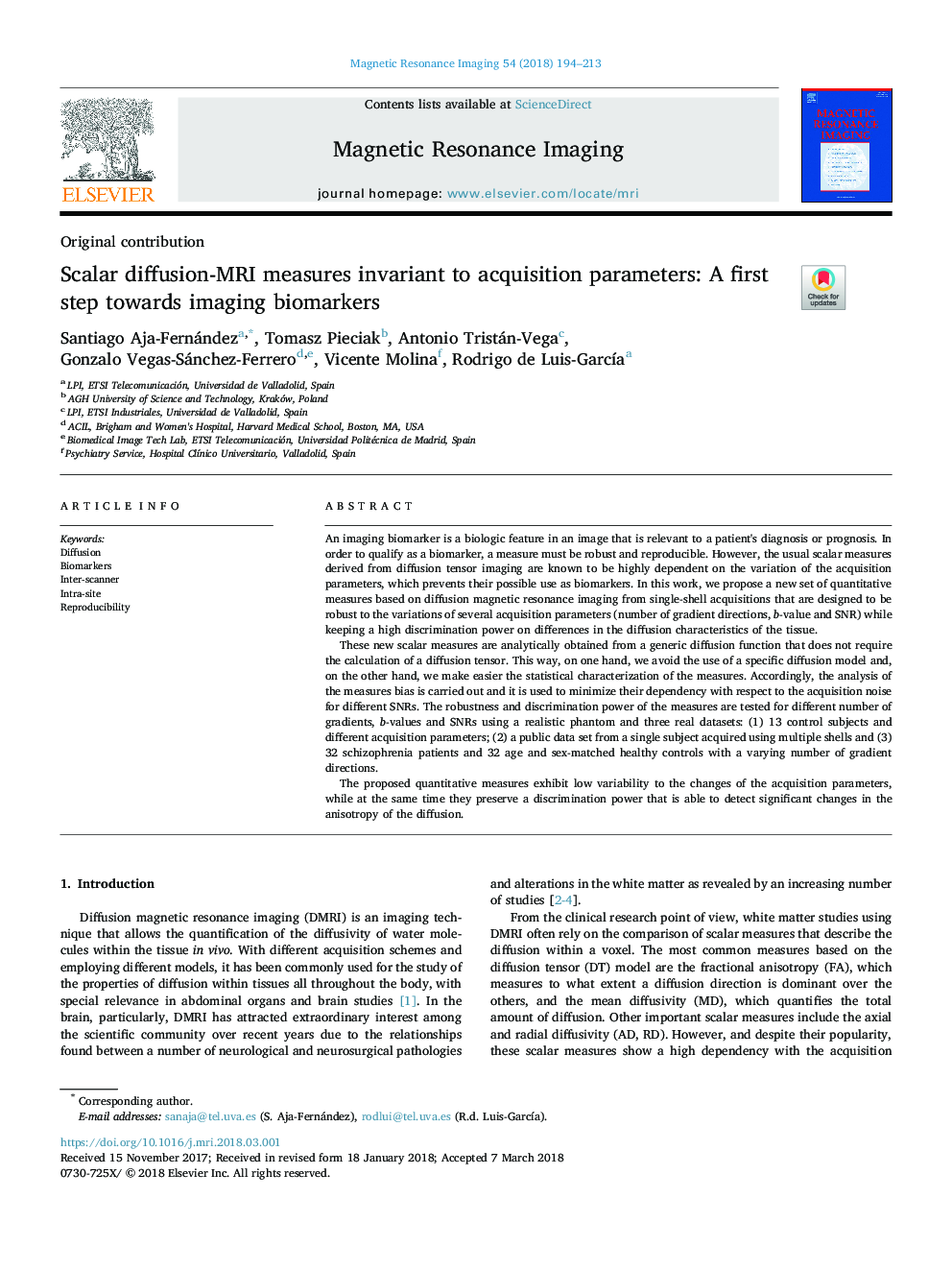 Scalar diffusion-MRI measures invariant to acquisition parameters: A first step towards imaging biomarkers