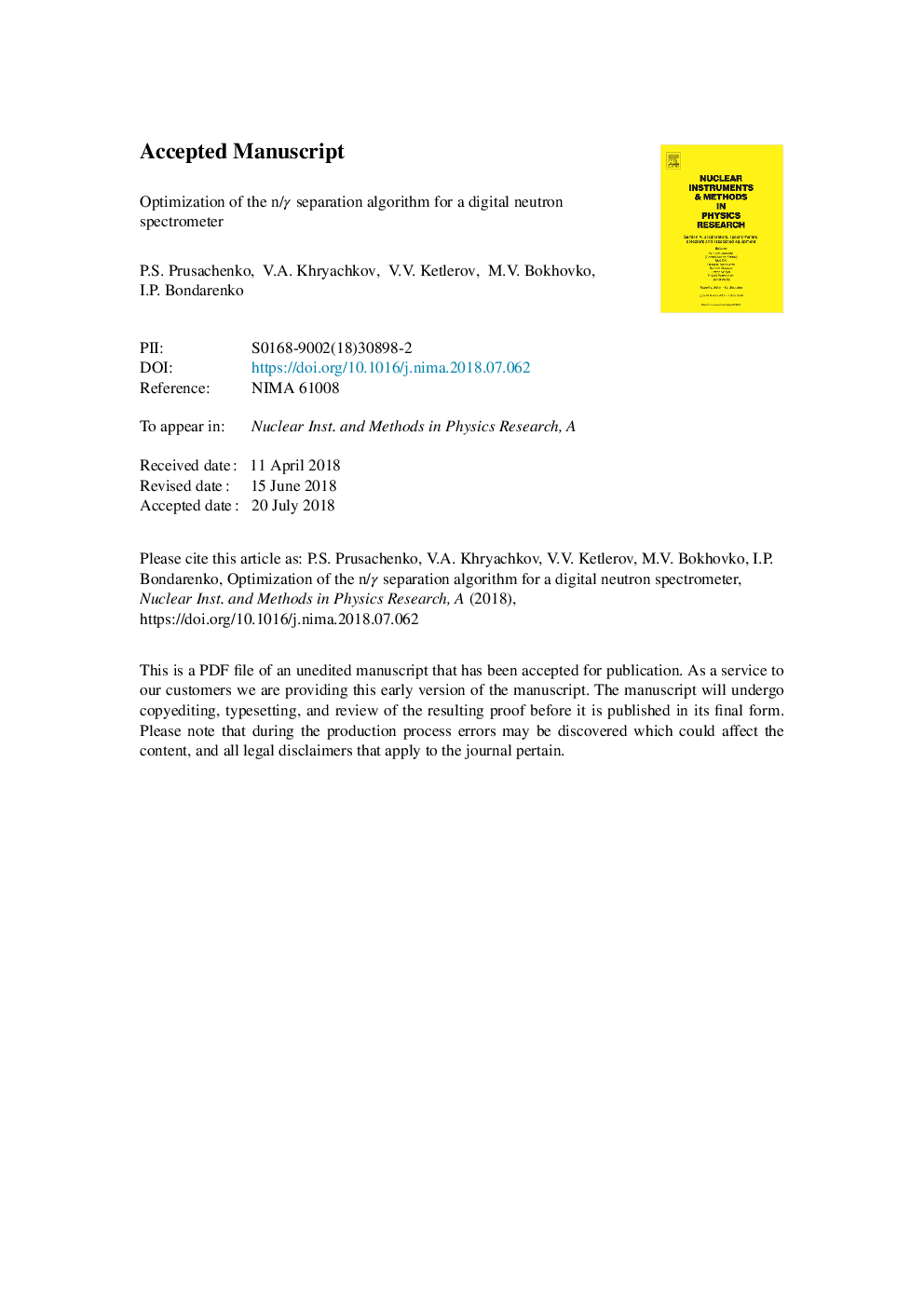 Optimization of the n/Î³ separation algorithm for a digital neutron spectrometer