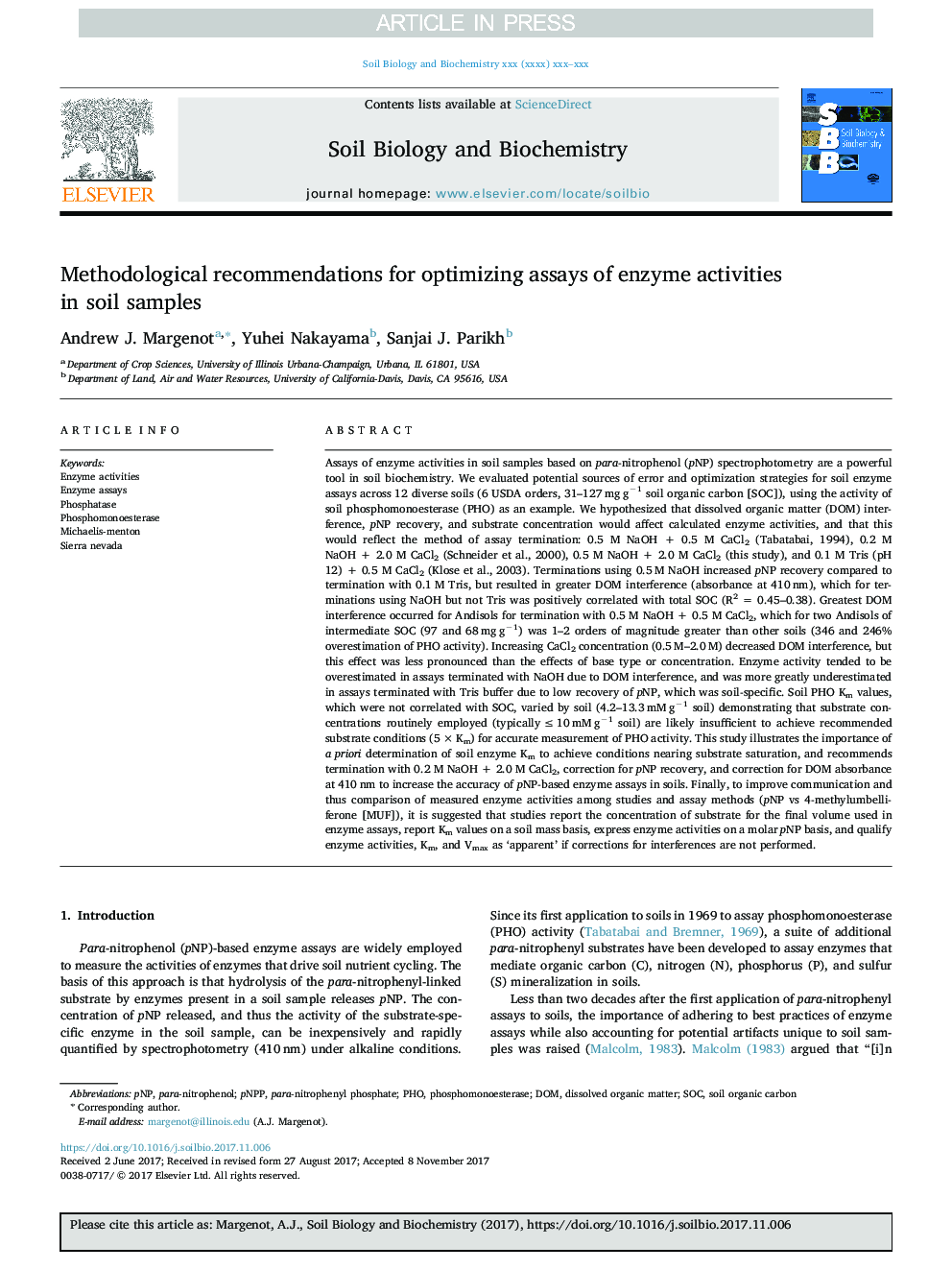 Methodological recommendations for optimizing assays of enzyme activities in soil samples