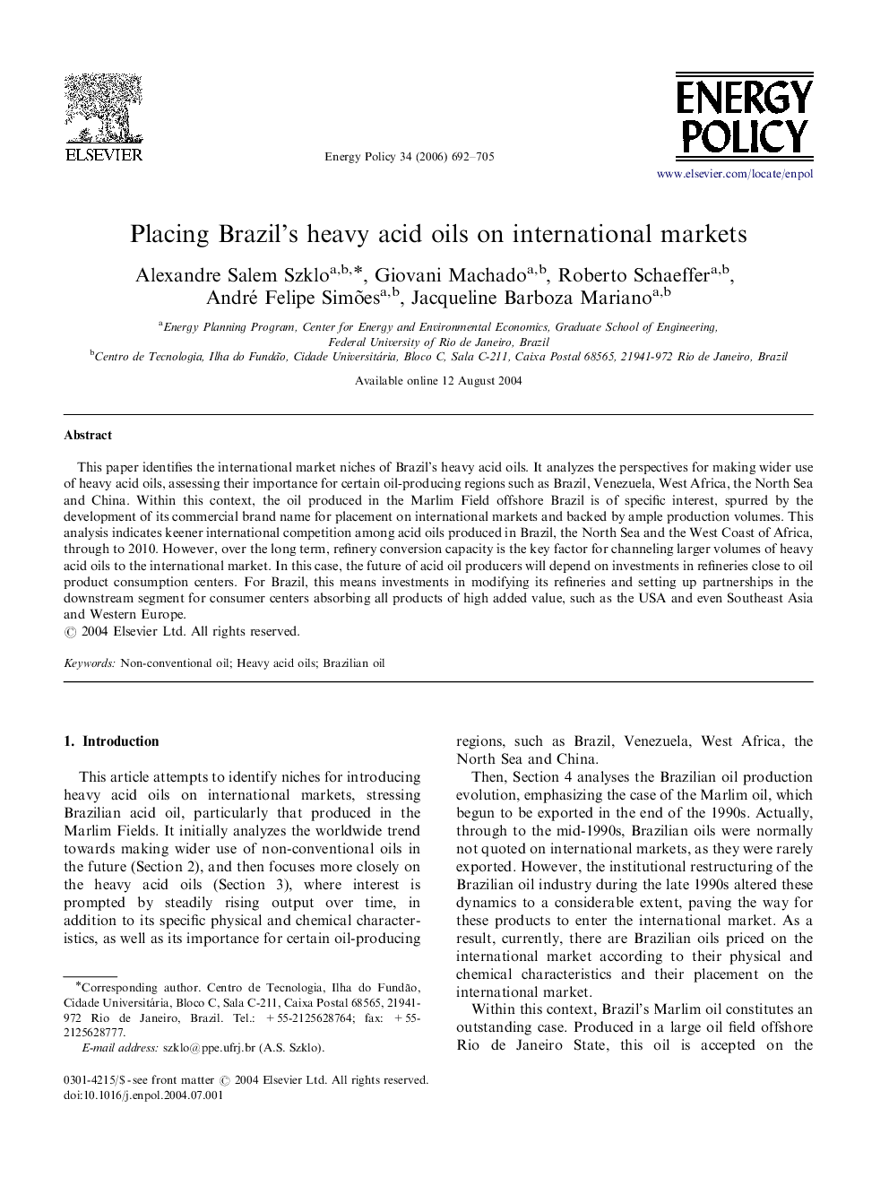عکس صفحه اول مقاله: Placing Brazil's heavy acid oils on international markets Placing Brazil's heavy acid oils on international markets