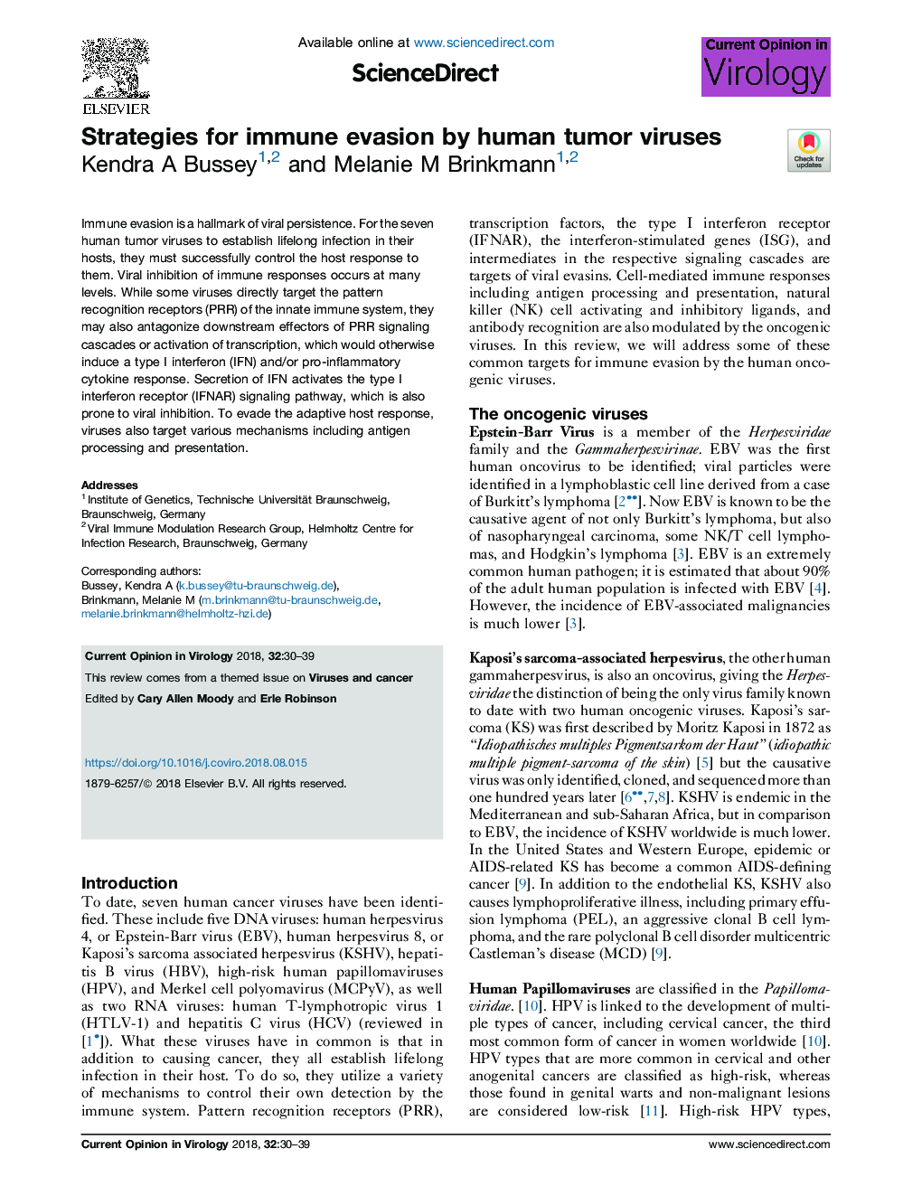 Strategies for immune evasion by human tumor viruses