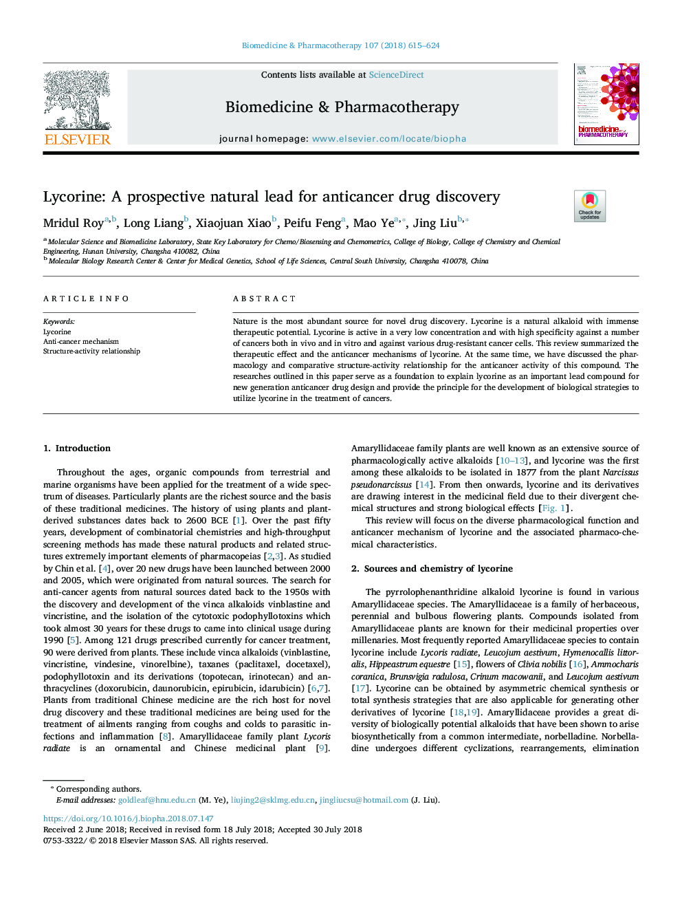 Lycorine: A prospective natural lead for anticancer drug discovery