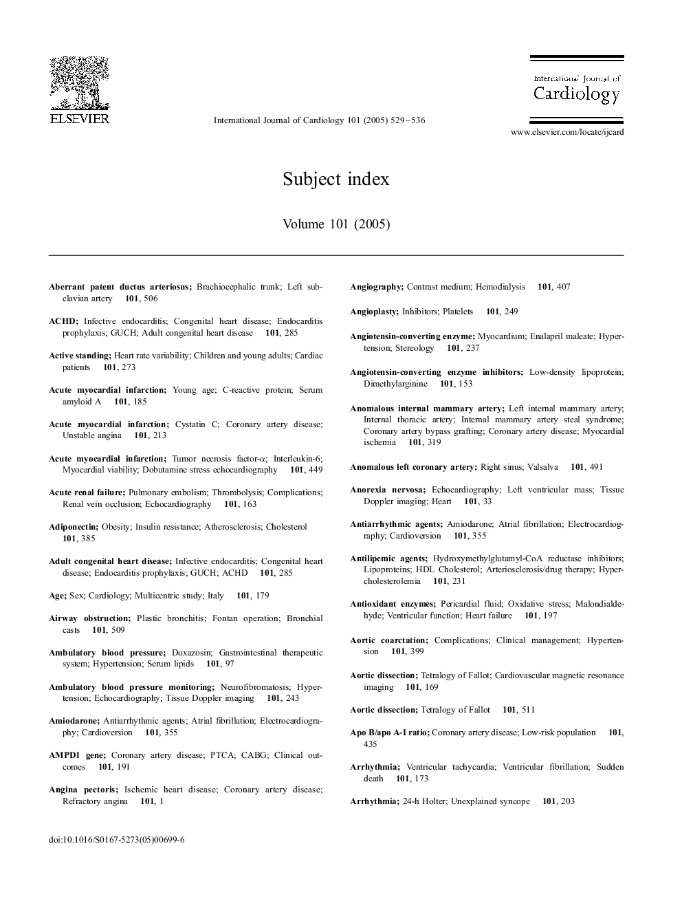 Subject index Volume 101 (2005)