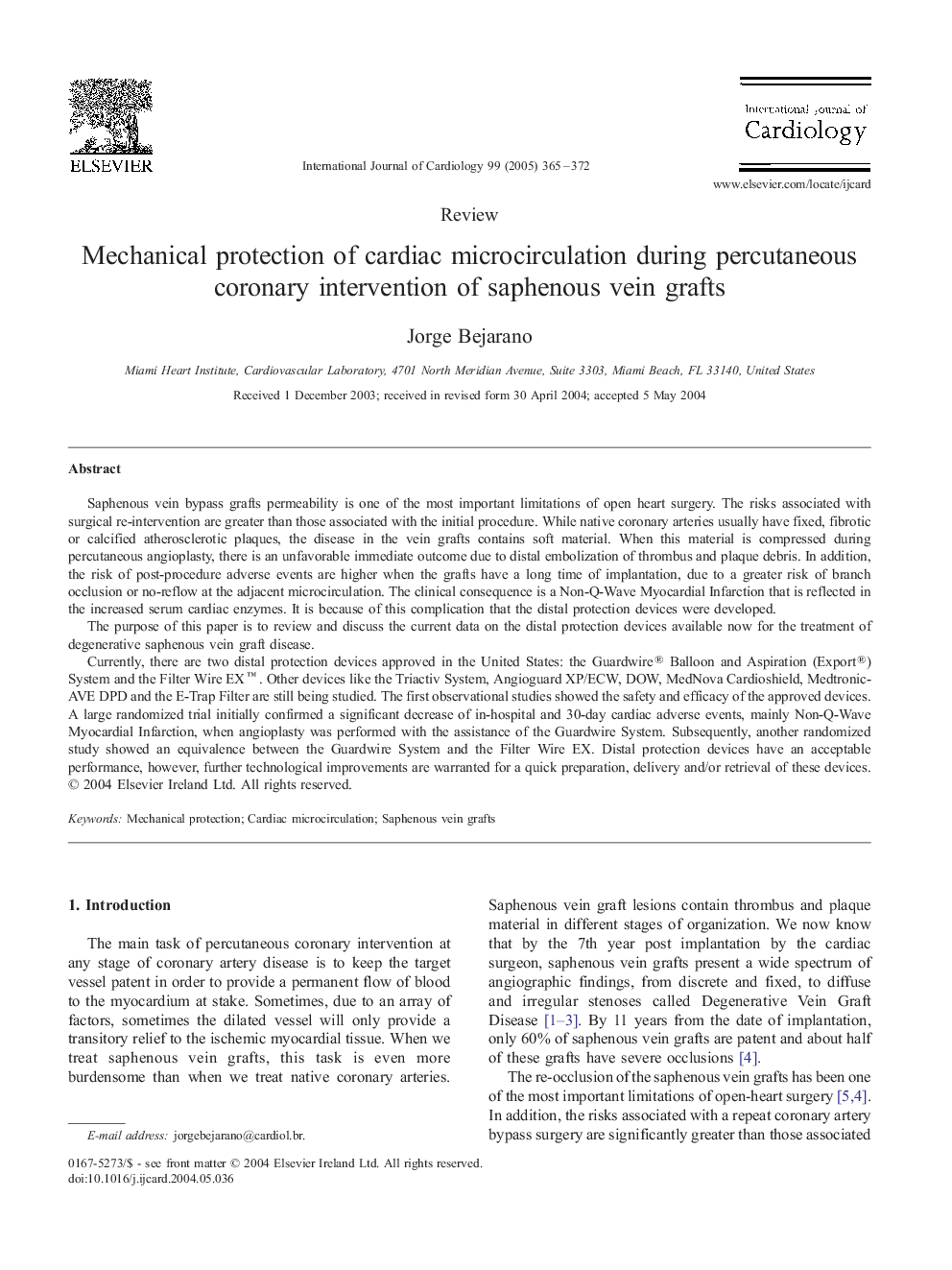 Mechanical protection of cardiac microcirculation during percutaneous coronary intervention of saphenous vein grafts