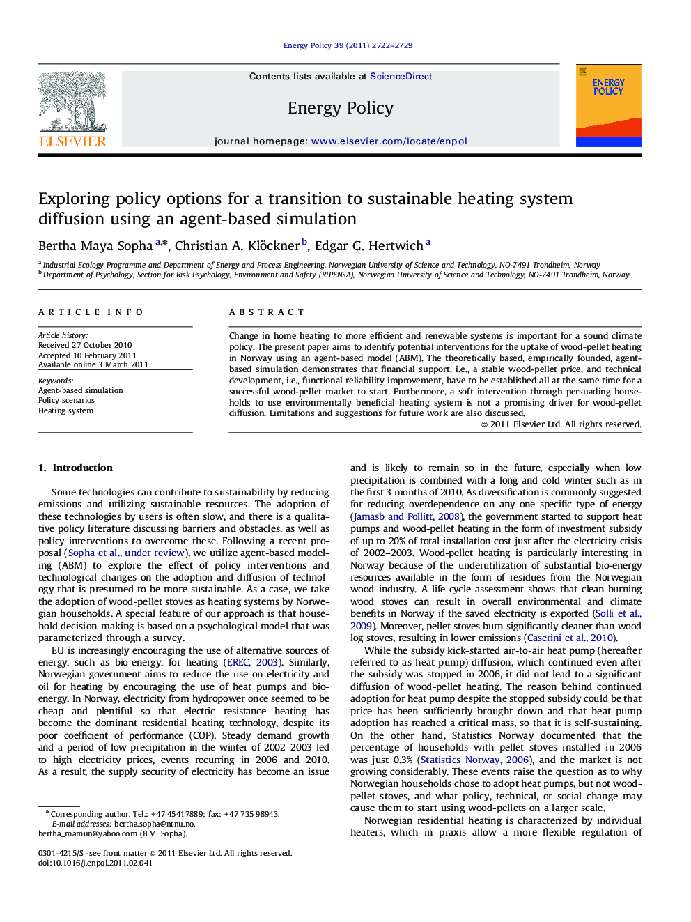 Exploring policy options for a transition to sustainable heating system diffusion using an agent-based simulation