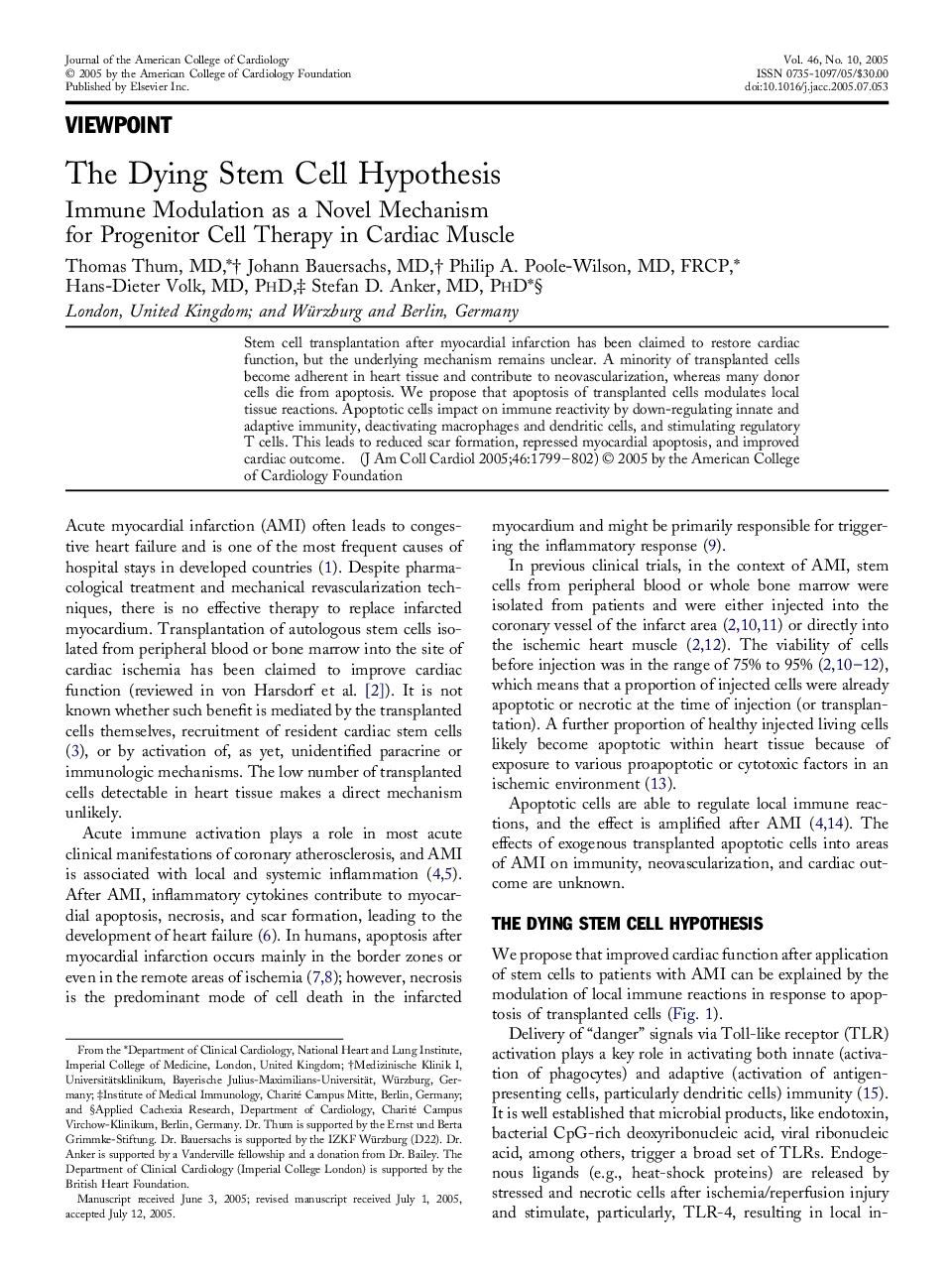 The Dying Stem Cell Hypothesis