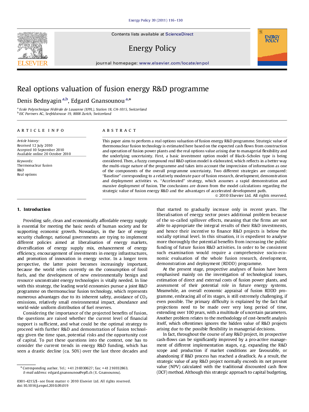 Real options valuation of fusion energy R&D programme