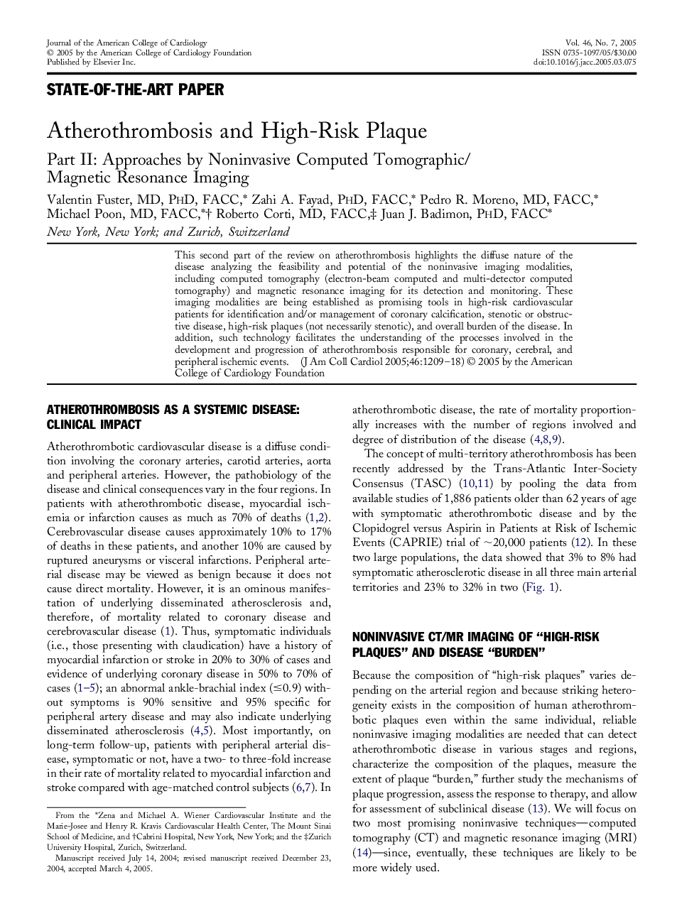 Atherothrombosis and High-Risk Plaque