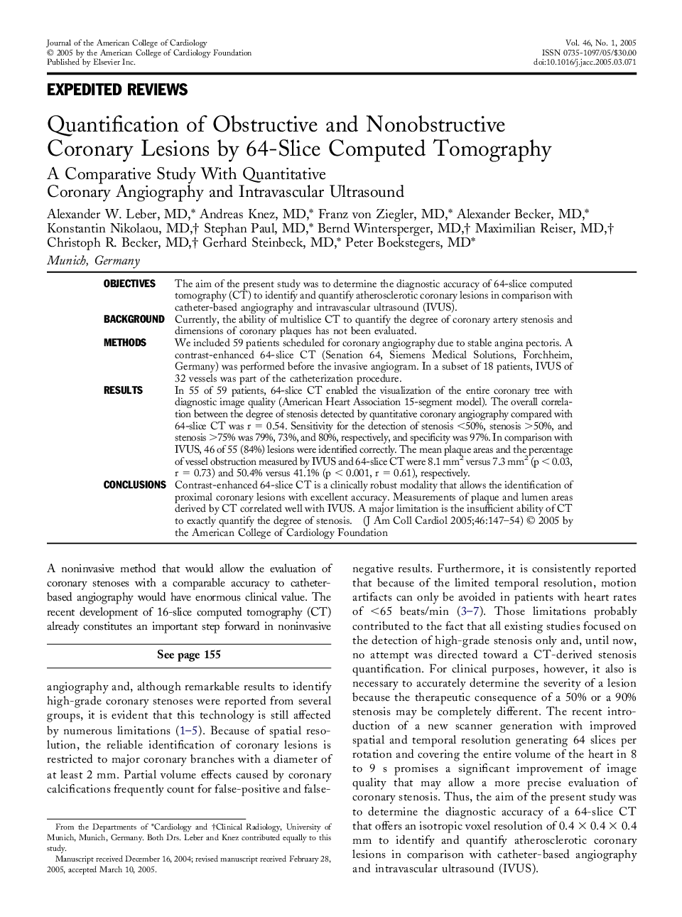 Quantification of Obstructive and Nonobstructive Coronary Lesions by 64-Slice Computed Tomography