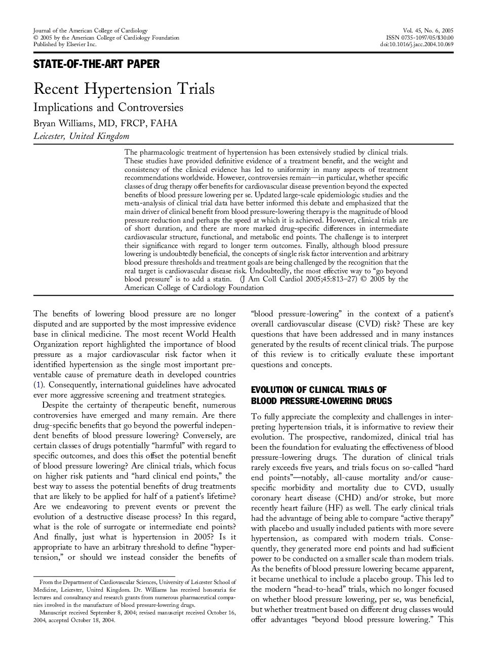 Recent hypertension trials