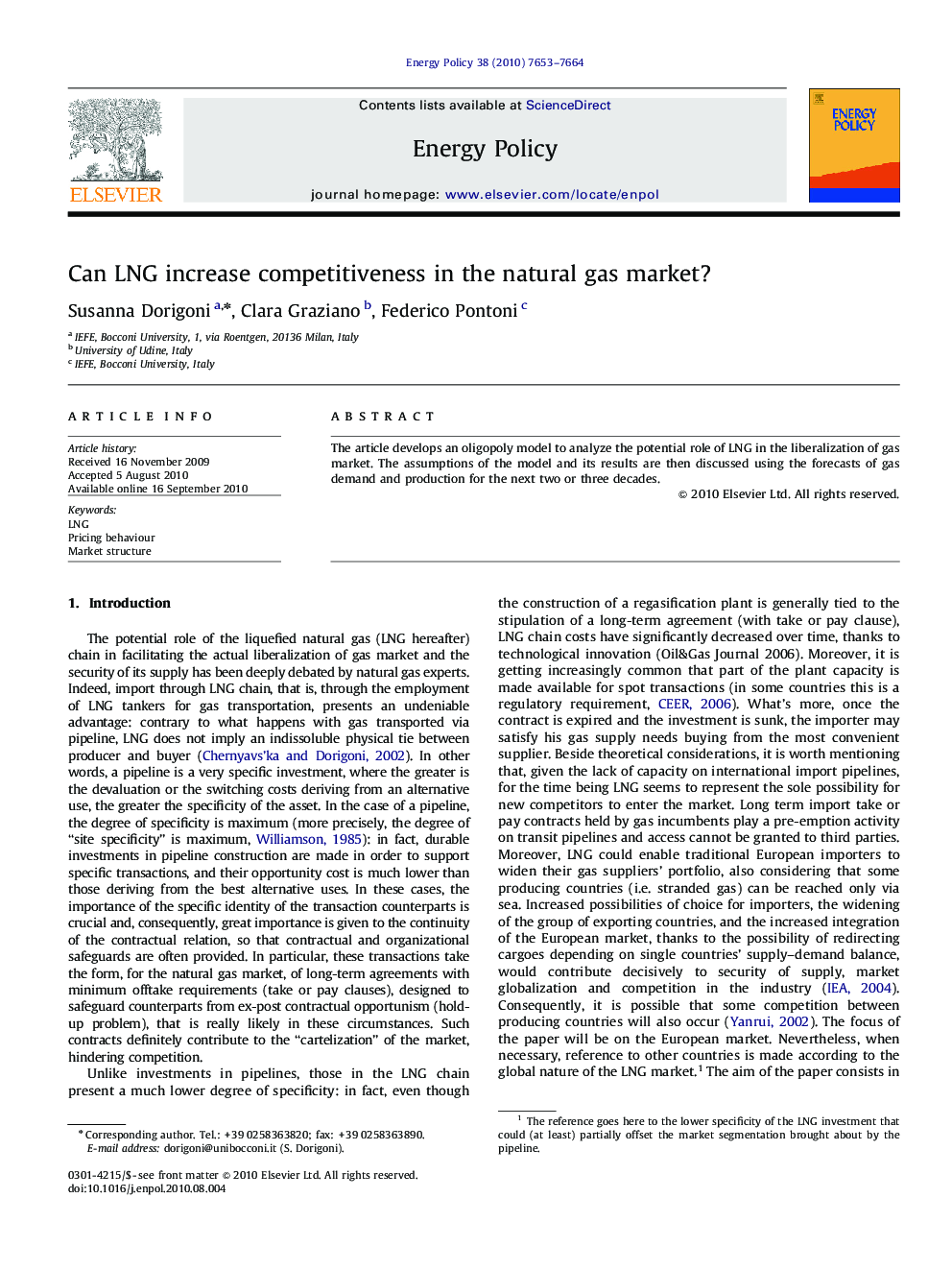 Can LNG increase competitiveness in the natural gas market?