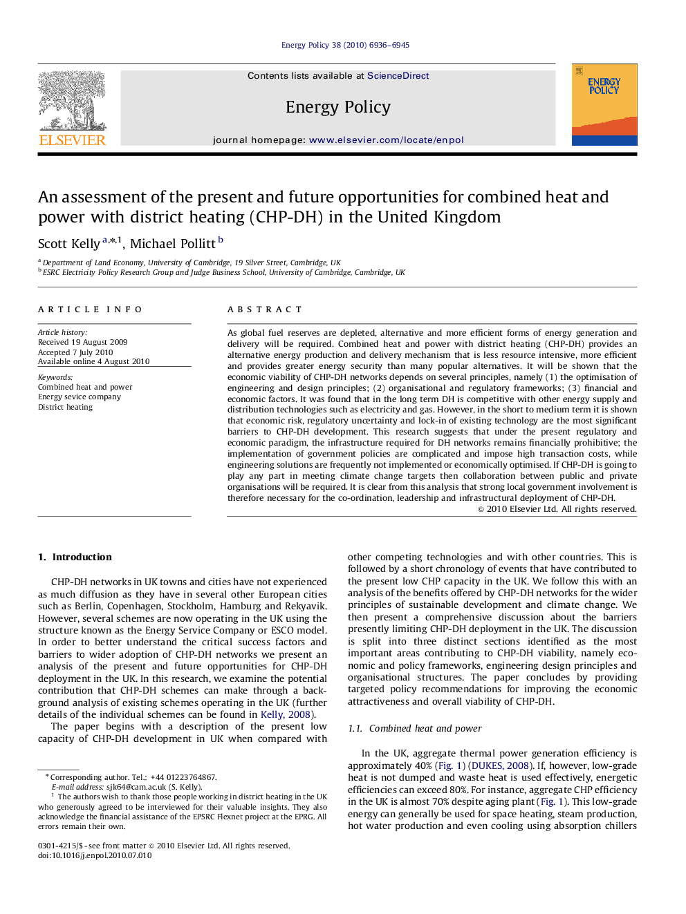 An assessment of the present and future opportunities for combined heat and power with district heating (CHP-DH) in the United Kingdom