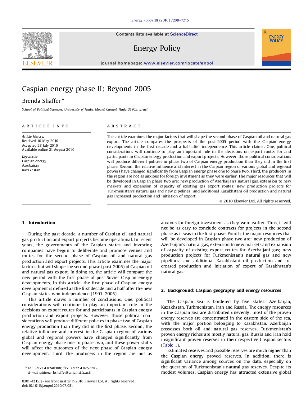 Caspian energy phase II: Beyond 2005