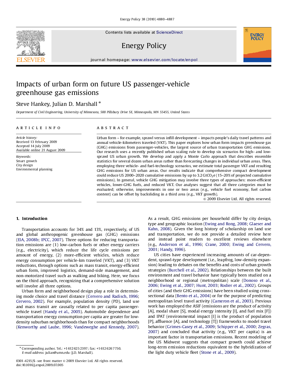 Impacts of urban form on future US passenger-vehicle greenhouse gas emissions