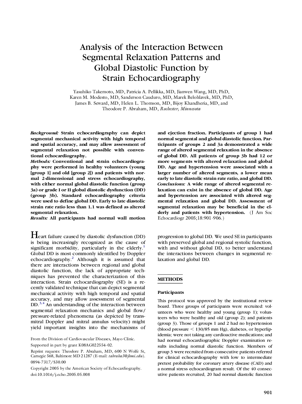 Analysis of the Interaction Between Segmental Relaxation Patterns and Global Diastolic Function by Strain Echocardiography