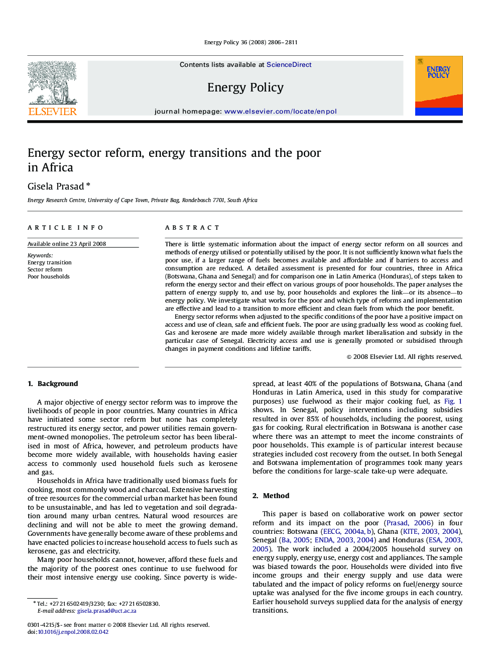 Energy sector reform, energy transitions and the poor in Africa