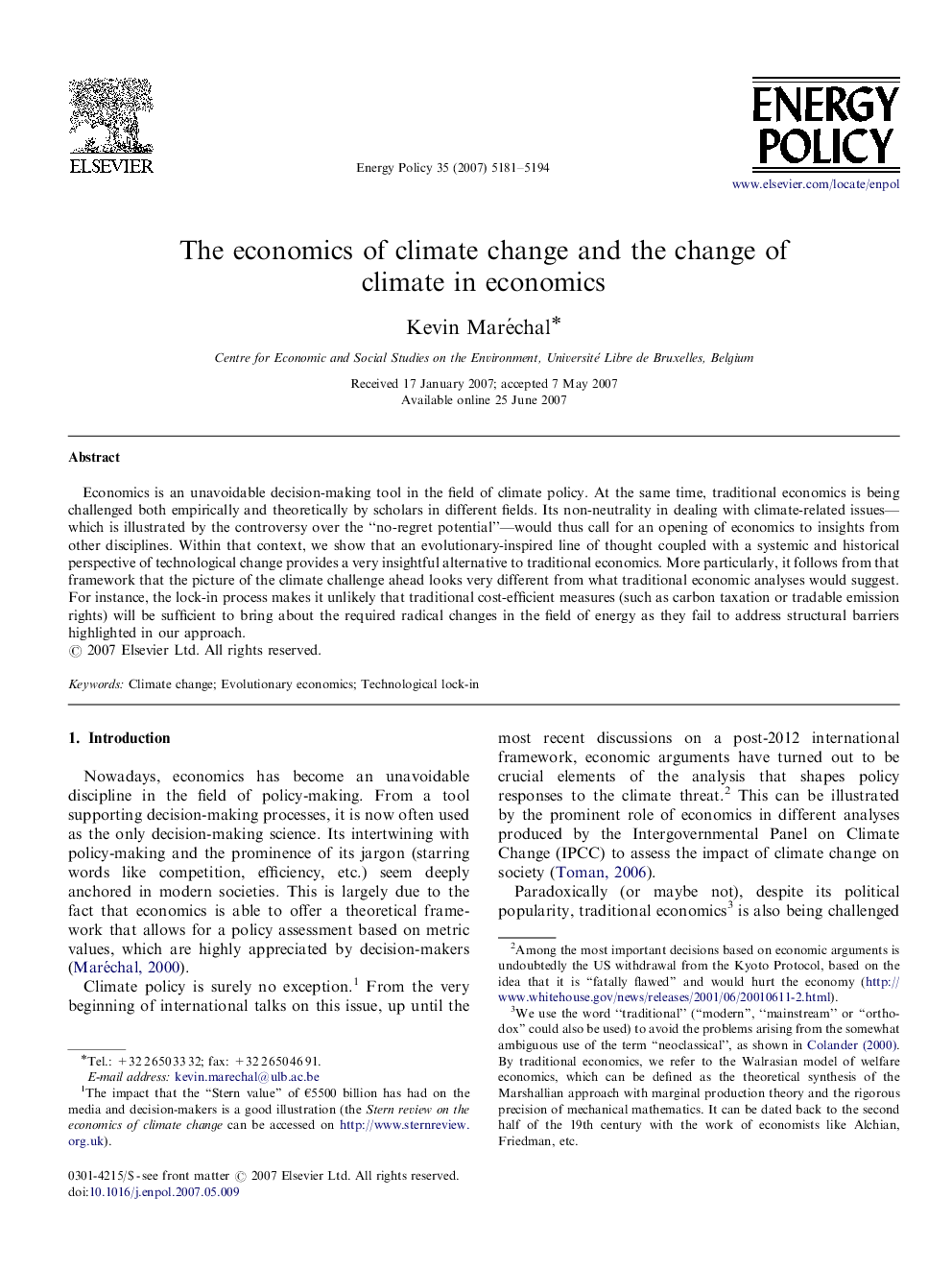 The economics of climate change and the change of climate in economics