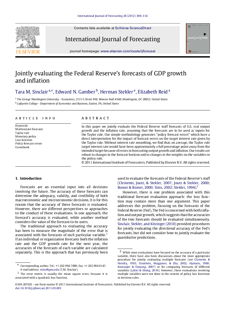 Jointly evaluating the Federal Reserve’s forecasts of GDP growth and inflation