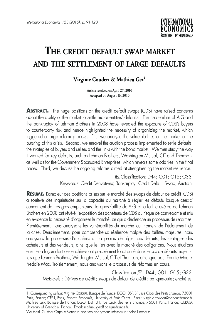 The credit default swap market and the settlement of large defaults 