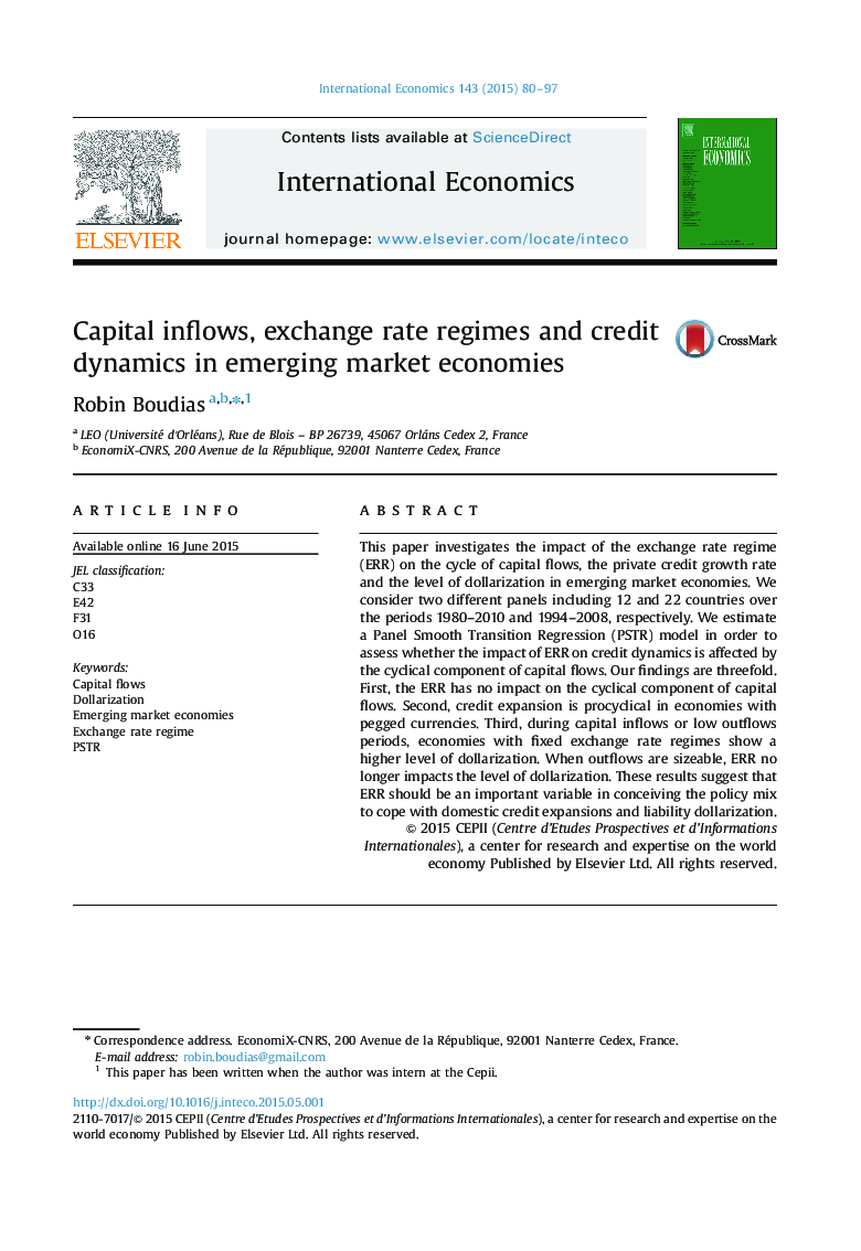 Capital inflows, exchange rate regimes and credit dynamics in emerging market economies