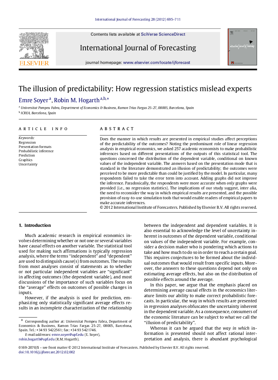 The illusion of predictability: How regression statistics mislead experts