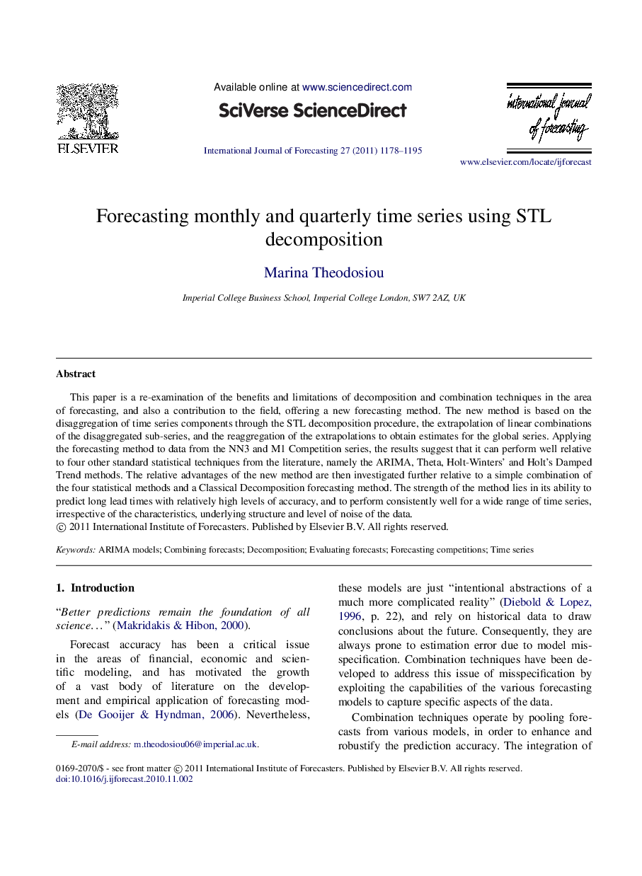 Forecasting monthly and quarterly time series using STL decomposition