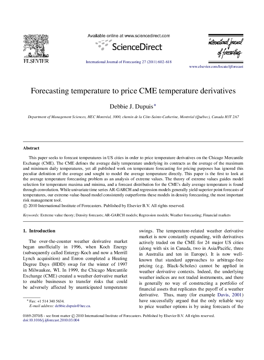 Forecasting temperature to price CME temperature derivatives