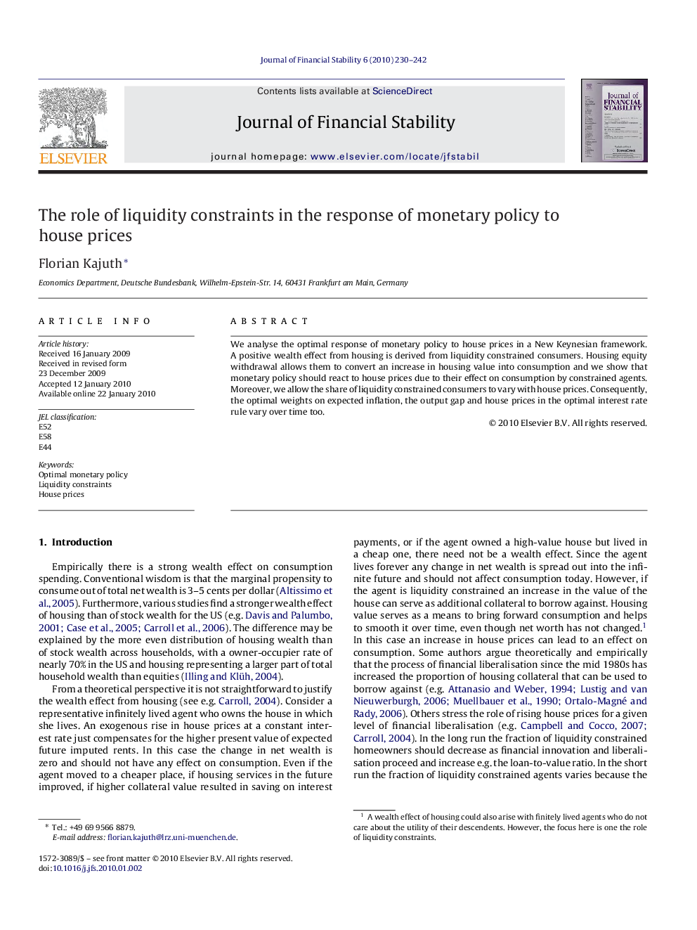 The role of liquidity constraints in the response of monetary policy to house prices