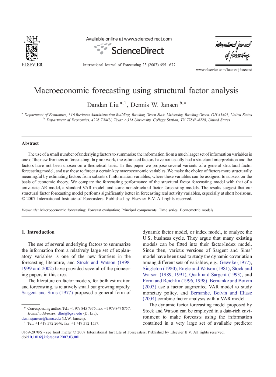 Macroeconomic forecasting using structural factor analysis