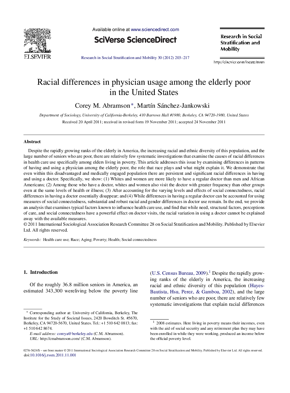 Racial differences in physician usage among the elderly poor in the United States