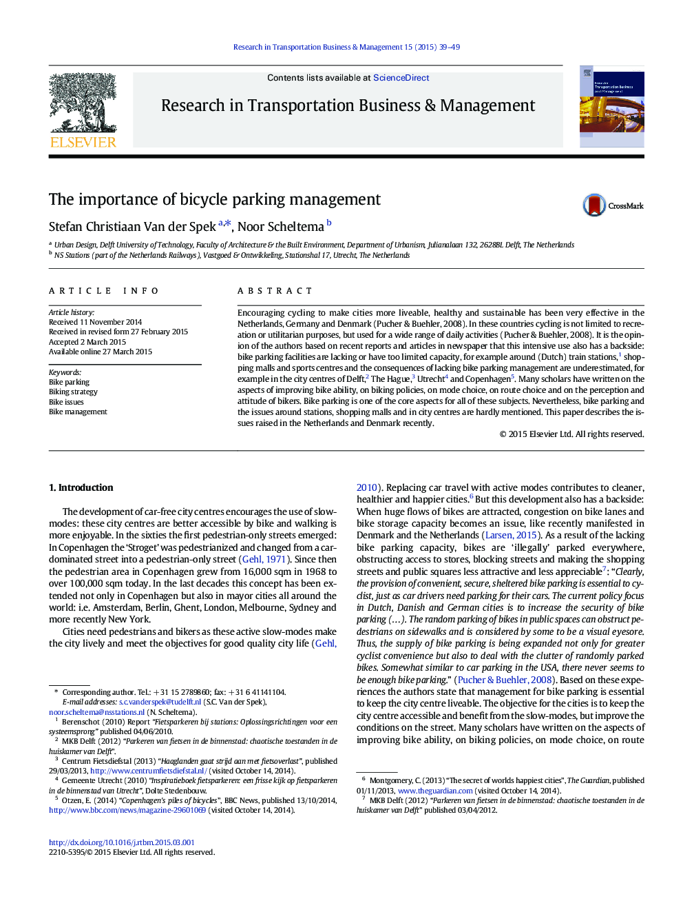 The importance of bicycle parking management