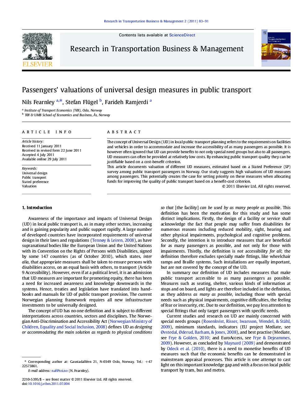 Passengers' valuations of universal design measures in public transport