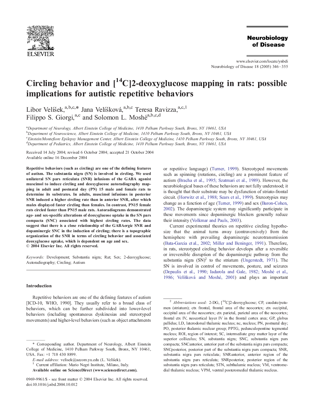 Circling behavior and [14C]2-deoxyglucose mapping in rats: possible implications for autistic repetitive behaviors