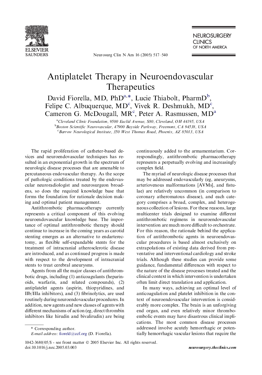 Antiplatelet Therapy in Neuroendovascular Therapeutics