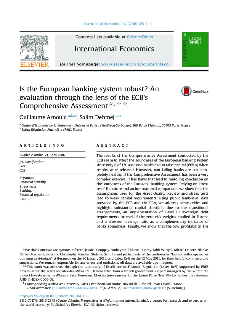 Is the European banking system robust? An evaluation through the lens of the ECB׳s Comprehensive Assessment 