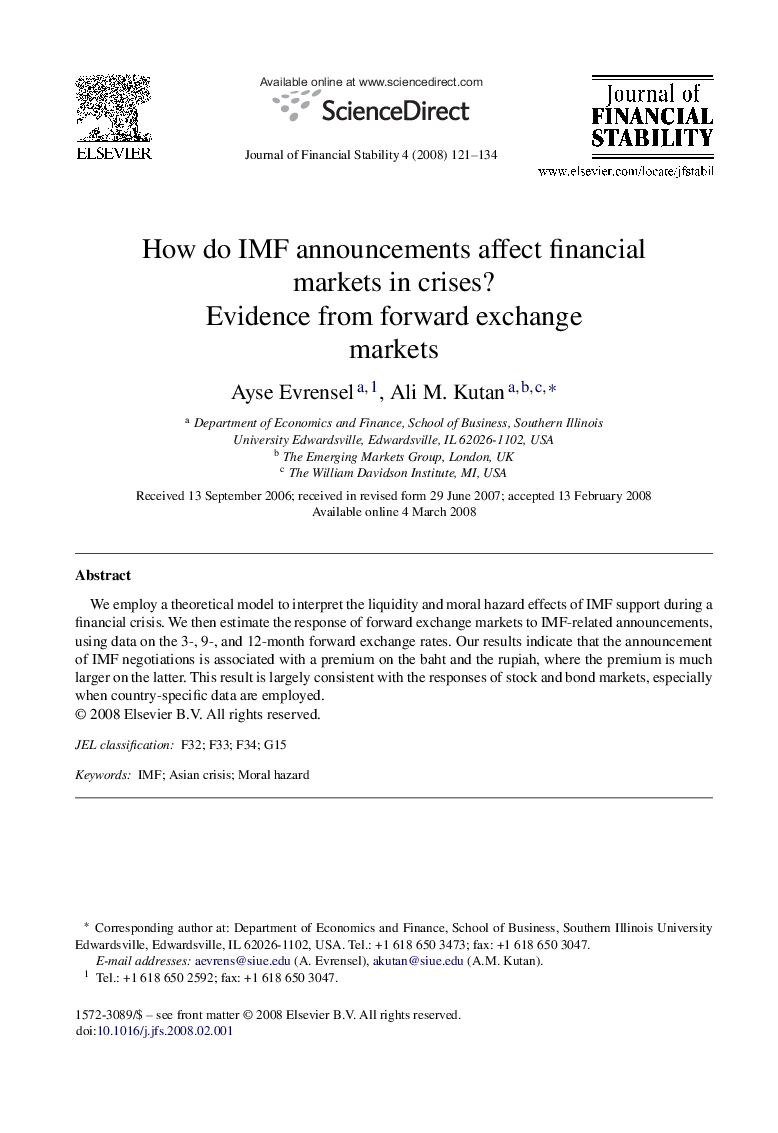How do IMF announcements affect financial markets in crises?: Evidence from forward exchange markets